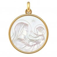 Médaille Vierge à l'enfant à l'Etoile (Or & Nacre)