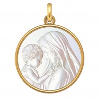 Médaille Vierge à l'enfant (Or & Nacre)