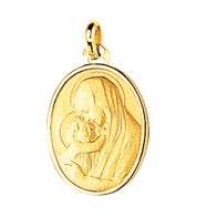 Médaille Vierge à l'Enfant ovale (Plaqué Or)
