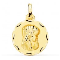 Médaille Vierge jeune en prière ciselée (Or Jaune 9k)