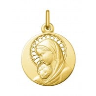 Médaille Vierge et l'Enfant auréoles ajourées (Or Jaune 9K)