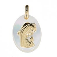 Médaille Vierge Ovale Nacrée (Or Jaune)