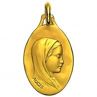 Médaille Vierge au voile ovale 18mm (Or Jaune)