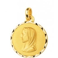 Médaille Vierge de profil bord ciselé (Plaqué Or)