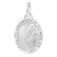 Médaille Vierge profil droit facettée (Or Blanc)