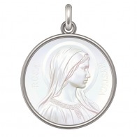 Médaille Rosa Mystica (Argent & Nacre)