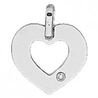 Pendentif Coeur Ajouré avec Diamant (Or Blanc)