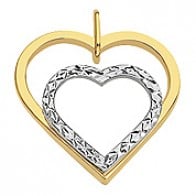Pendentif 2 coeurs Ajourés (Or jaune et Or blanc)