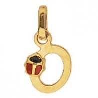Pendentif Lettre O Coccinelle Rouge et Noire (Or Jaune)