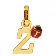Pendentif Lettre Z Coccinelle Rouge et Noire (Or Jaune)