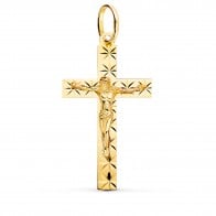 Croix Christ ciselée Etoilée (Or Jaune)