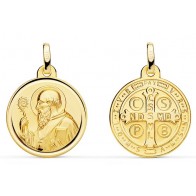 Médaille Scapulaire Saint-Benoit en portrait bord poli (Or jaune)