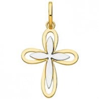 Croix moderne bicolore (Or 18 carats)