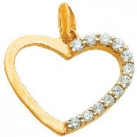 Pendentif Coeur or jaune et oxydes (Or Jaune 9K)