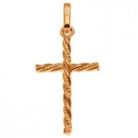 Pendentif Croix torsadée deux ors (Or Jaune)
