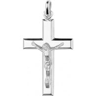 Pendentif Croix Christ fil plat (argent)