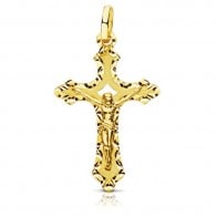 Croix Christ aux bords biseautés (Or Jaune)