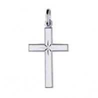 Pendentif Croix centre diamanté (argent)