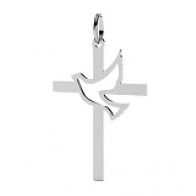 Pendentif Croix et Colombe ajourée (Or Blanc)
