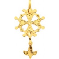 Pendentif Croix Huguenote ajourée (Or Jaune 9k)