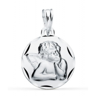 Médaille Angelot ciselé (Or Blanc 9K)