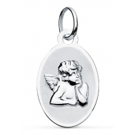 Médaille Angelot ovale (Or Blanc 9K)