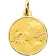 Médaille Ange à l'Oiseau (Plaqué Or)