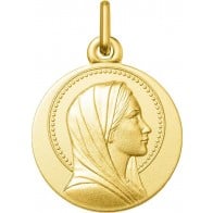 Médaille Vierge auréolée perlée (Or Jaune 9K)