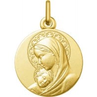 Médaille Vierge à l'Enfant auréolée (Or Jaune 9K)