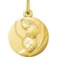 Médaille Vierge à l'Enfant adoration (Or Jaune 9K)