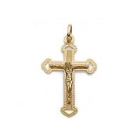 Croix et Christ bords ciselés (Or Jaune)