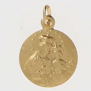 Médaille Vierge et l'Enfant aux Scapulaires (Or Jaune)