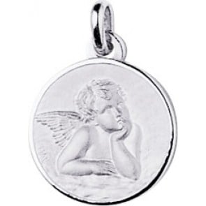 Médaille Ange Raphaël cerclée (Or blanc)
