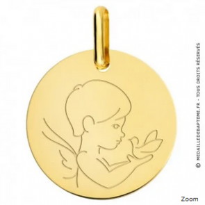 Médaille Petit Ange à la Colombe (Or Jaune 9K)