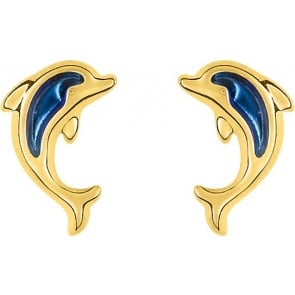 Boucles d'oreilles Dauphin laqué bleu