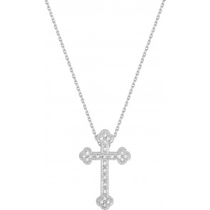Collier Croix Diamants (Or Blanc)
