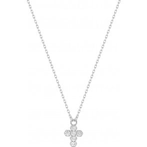 Collier Croix Oxydes (Or Blanc 9K)
