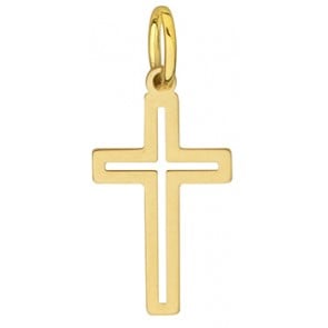 Croix ajourée bords arrondis or jaune