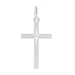 Croix Augis étoile lapidée (Or Blanc)