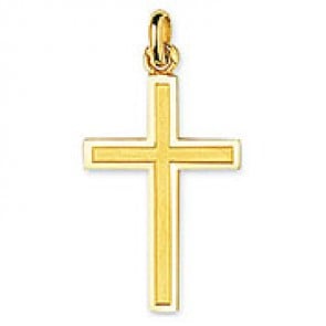 Pendentif Croix bords polis (Or Jaune)