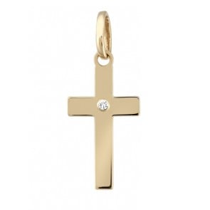 Croix simple diamant (Or Jaune)