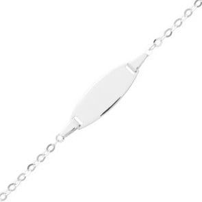 Gourmette bébé ovale forçat miroir (Or blanc 9k) 