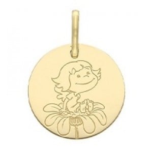 Médaille la Fée Galipette - sur sa fleur or jaune 9K