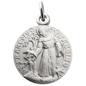Médaille Saint-François aux oiseaux argent