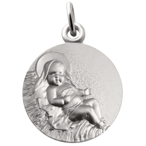 Médaille Enfant Jésus dans la crèche (Argent)
