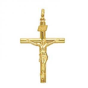 Croix Christ Fil Rond (Or Jaune)