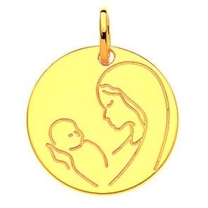 Médaille Vierge à l'enfant (Or Jaune 9K)