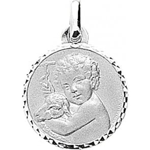 Médaille Agneau de Dieu ciselée (Or blanc)