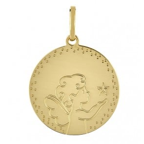 Médaille ange à l'étoile perlée (Or Jaune)