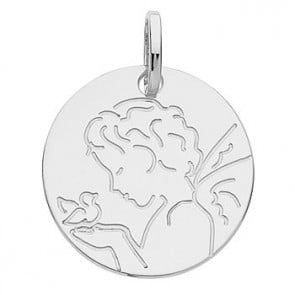 Médaille ange à la colombe (Or Blanc 9K)